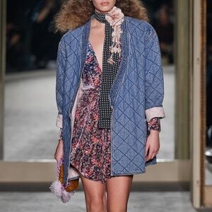 Philosophy di Lorenzo Serafini Denim Blue Quilted Coat